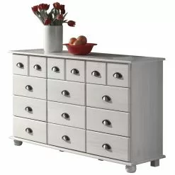 IDIMEX Schubladenschrank COLMAR, Kiefer Massiv Weiß, Mit 12 Schubladen