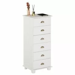 IDIMEX Schubladenkommode COLMAR, Kiefer Massiv Weiß, Mit 6 Schubladen