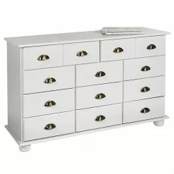 IDIMEX Schubladenschrank COLMAR, Kiefer Massiv Weiß, Mit 11 Schubladen