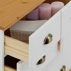 IDIMEX Schubladenschrank COLMAR, Kiefer Massiv Weiß/braun, Mit 11 Schubladen -Sideboards Verkäufe 8407 3