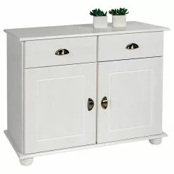 IDIMEX Kommode COLMAR, Kiefer Massiv Weiß, Mit 2 Türen Und Schubladen