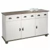 IDIMEX Sideboard COLMAR, Kiefer Massiv Weiß/taupe, Mit 3 Türen Und Schubladen