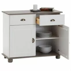 IDIMEX Kommode COLMAR, Kiefer Massiv Weiß/taupe, Mit 2 Türen Und Schubladen -Sideboards Verkäufe 8411 2