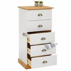 IDIMEX Kommode PARIS Mit 5 Schubladen Und Muschelgriffe In Weiß/braun -Sideboards Verkäufe 84129 2