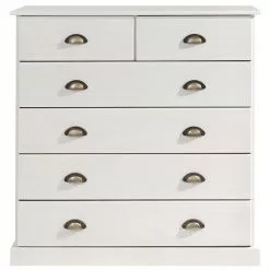 IDIMEX Schubladenschrank PARIS Aus Massiver Kiefer In Weiß Mit 6 Schubladen