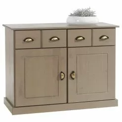 IDIMEX Kommode PARIS Aus Kiefer Massiv In Taupe Mit 2 Schubladen Und Türen