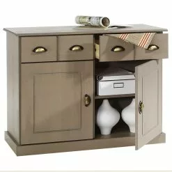 IDIMEX Kommode PARIS Aus Kiefer Massiv In Taupe Mit 2 Schubladen Und Türen -Sideboards Verkäufe 84135 2