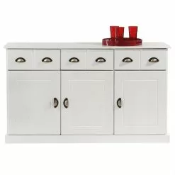 IDIMEX Sideboard PARIS Aus Massiver Kiefer In Weiß Mit 3 Schubladen Und Türen