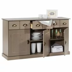 IDIMEX Sideboard PARIS Aus Massiver Kiefer In Taupe Mit 3 Schubladen Und Türen -Sideboards Verkäufe 84137 2