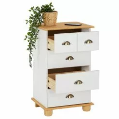 IDIMEX Schubladenkommode COLMAR Aus Massiver Kiefer In Weiß/braun, Mit 4 Schubladen 8 IDIMEX Schubladenkommode COLMAR Aus Massiver Kiefer In Weiß/braun, Mit 4 Schubladen -Sideboards Verkäufe 8413 3