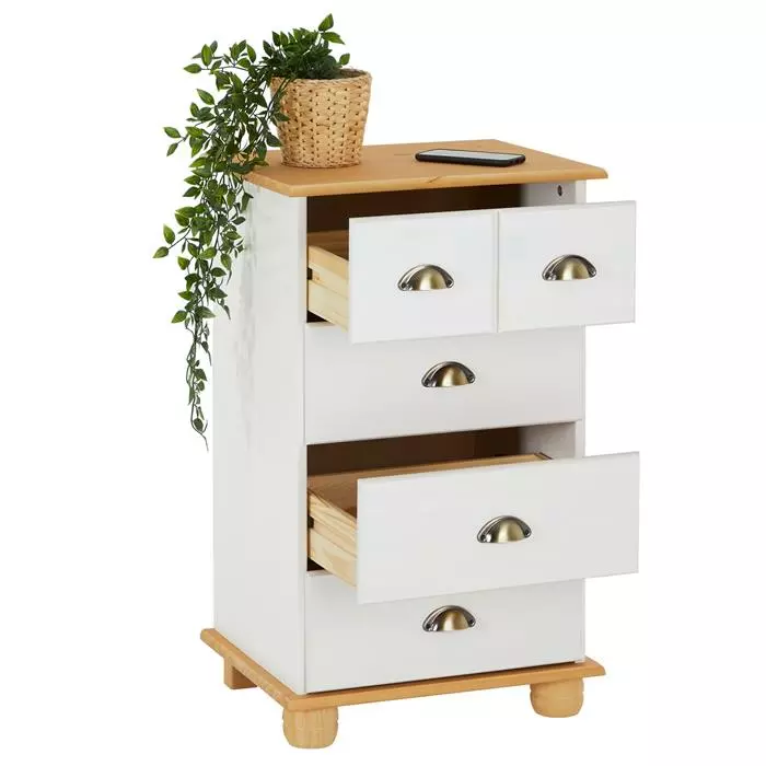 IDIMEX Schubladenkommode COLMAR Aus Massiver Kiefer In Weiß/braun, Mit 4 Schubladen 3 IDIMEX Schubladenkommode COLMAR Aus Massiver Kiefer In Weiß/braun, Mit 4 Schubladen – Bild 3