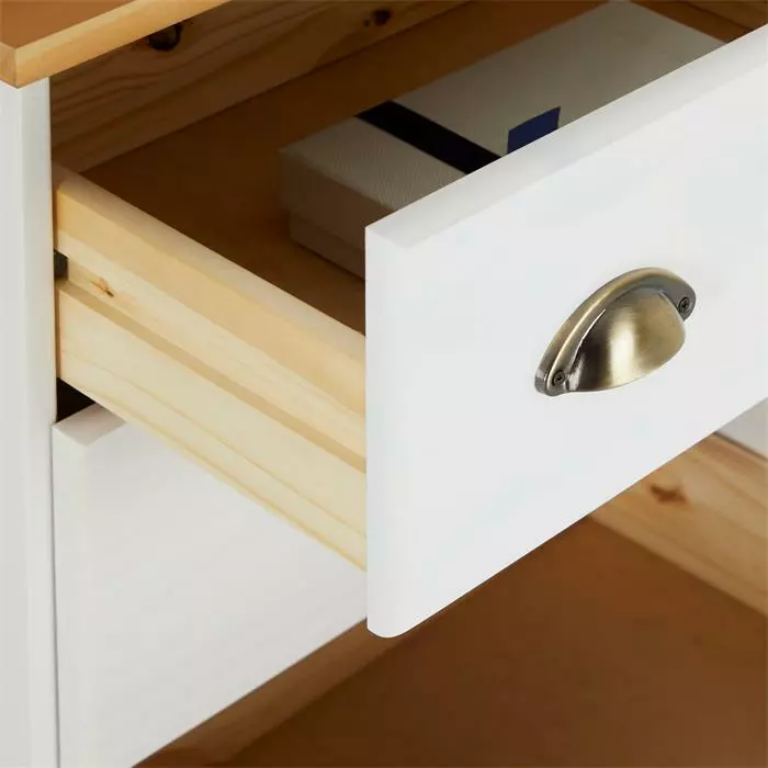 IDIMEX Schubladenkommode COLMAR Aus Massiver Kiefer In Weiß/braun, Mit 4 Schubladen 5 IDIMEX Schubladenkommode COLMAR Aus Massiver Kiefer In Weiß/braun, Mit 4 Schubladen – Bild 5