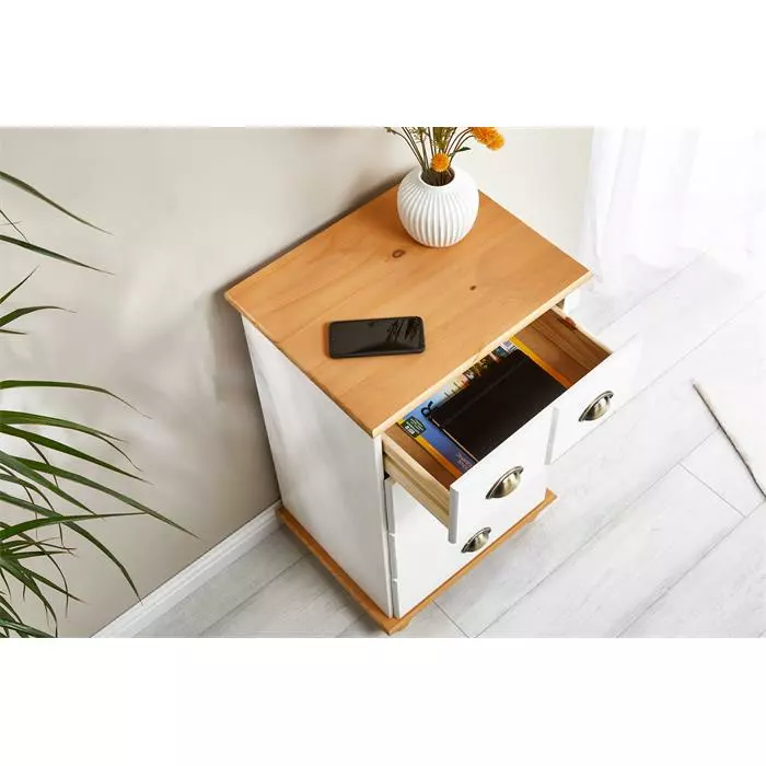 IDIMEX Schubladenkommode COLMAR Aus Massiver Kiefer In Weiß/braun, Mit 4 Schubladen 4 IDIMEX Schubladenkommode COLMAR Aus Massiver Kiefer In Weiß/braun, Mit 4 Schubladen – Bild 4