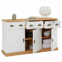 IDIMEX Sideboard PARIS Aus Massiver Kiefer In Weiß/braun Mit 3 Schubladen Und Türen -Sideboards Verkäufe 84144 2