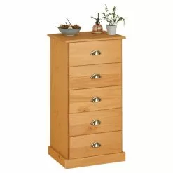 IDIMEX Kommode PARIS Mit 5 Schubladen Und Muschelgriffe Gebeizt/gewachst