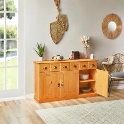 IDIMEX Sideboard PARIS Aus Massiver Kiefer Gebeizt/gewachst Mit 3 Schubladen Und Türen -Sideboards Verkäufe 84151 AC3