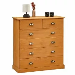 IDIMEX Schubladenschrank PARIS Aus Massiver Kiefer Gebeizt/gewachst Mit 6 Schubladen