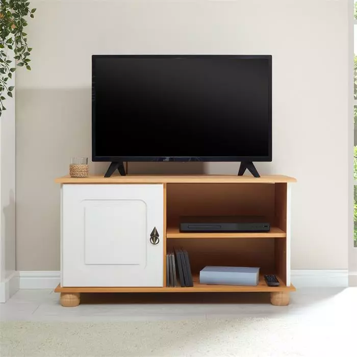 IDIMEX TV Lowboard BELFORT -L In Weiß/braun, Kiefer Massiv 2 IDIMEX TV Lowboard BELFORT -L In Weiß/braun, Kiefer Massiv – Bild 2