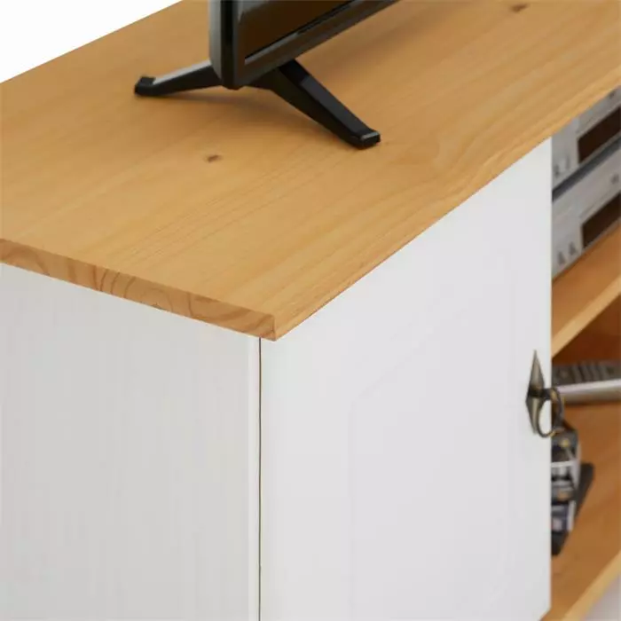 IDIMEX TV Lowboard BELFORT In Weiß/braun, Kiefer Massiv 5 IDIMEX TV Lowboard BELFORT In Weiß/braun, Kiefer Massiv – Bild 5