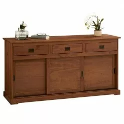 IDIMEX Sideboard SAVONA, Kiefer Massiv Dunkelbraun, Mit 3 Türen