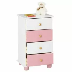 Kommode ISABELLA Mit 4 Schubladen In Weiß/rosa 8 Kommode ISABELLA Mit 4 Schubladen In Weiß/rosa -Sideboards Verkäufe 8601 2