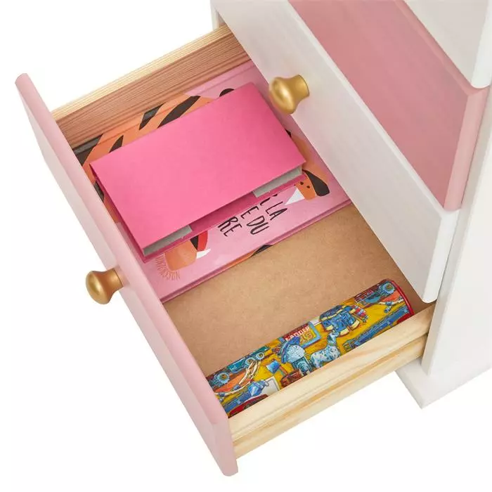 Kommode ISABELLA Mit 4 Schubladen In Weiß/rosa 4 Kommode ISABELLA Mit 4 Schubladen In Weiß/rosa – Bild 4