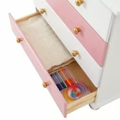 Kommode ISABELLA Mit 4 Schubladen In Weiß/rosa -Sideboards Verkäufe 8602 3