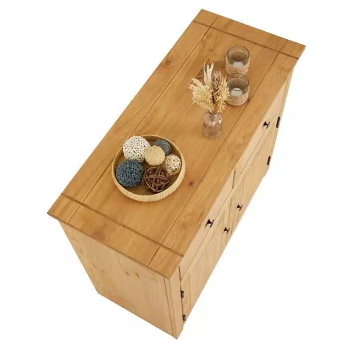 CARO-Möbel Kommode CANCUN Kiefer Massiv Mit 2 Schubladen Und 2 Türen 4 CARO-Möbel Kommode CANCUN Kiefer Massiv Mit 2 Schubladen Und 2 Türen – Bild 4