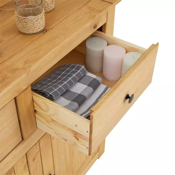 CARO-Möbel Kommode CANCUN Kiefer Massiv Mit 2 Schubladen Und 2 Türen 5 CARO-Möbel Kommode CANCUN Kiefer Massiv Mit 2 Schubladen Und 2 Türen – Bild 5