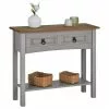CARO-Möbel Konsolentisch RAMON Kiefer Massiv Mit 2 Schubladen, Grau/braun