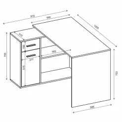 CARO-Möbel Eckschreibtisch LENA Mit Regal In Sonoma Eiche -Sideboards Verkäufe 93675 80 1