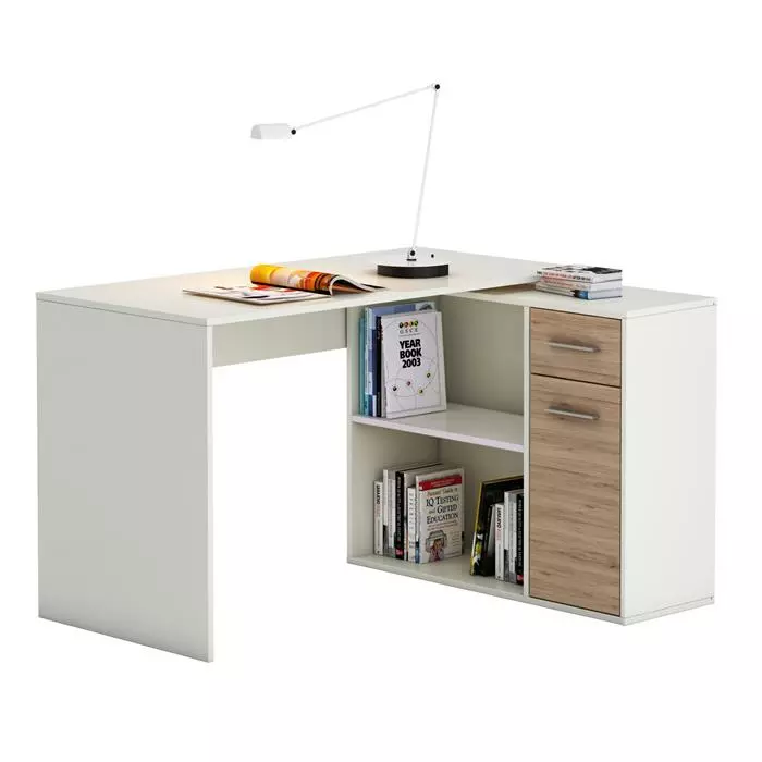 CARO-Möbel Eckschreibtisch LENA Mit Regal In Sonoma Eiche/weiß 2 CARO-Möbel Eckschreibtisch LENA Mit Regal In Sonoma Eiche/weiß – Bild 2