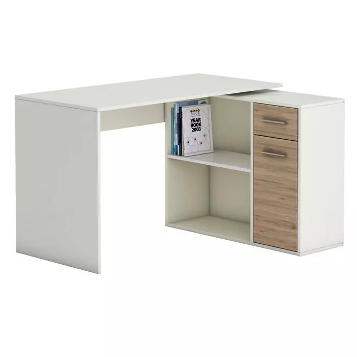 CARO-Möbel Eckschreibtisch LENA Mit Regal In Sonoma Eiche/weiß 1 CARO-Möbel Eckschreibtisch LENA Mit Regal In Sonoma Eiche/weiß