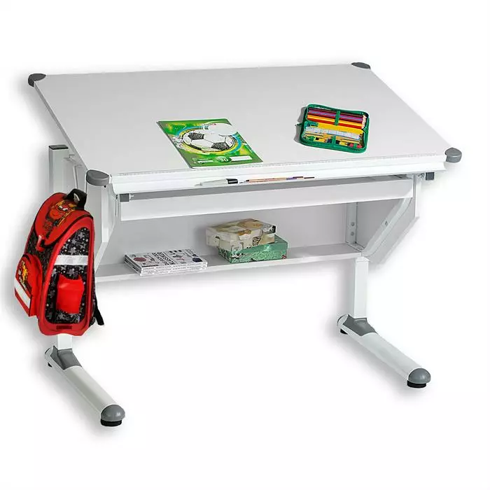 CARO-Möbel Kinderschreibtisch PHILIPP Neigbar Und Höhenverstellbar, Weiß 2 CARO-Möbel Kinderschreibtisch PHILIPP Neigbar Und Höhenverstellbar, Weiß – Bild 2