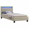 CARO-Möbel Polsterbett MANDALAY 90x200 Cm, LED Beleuchtung, Kunstleder Beige