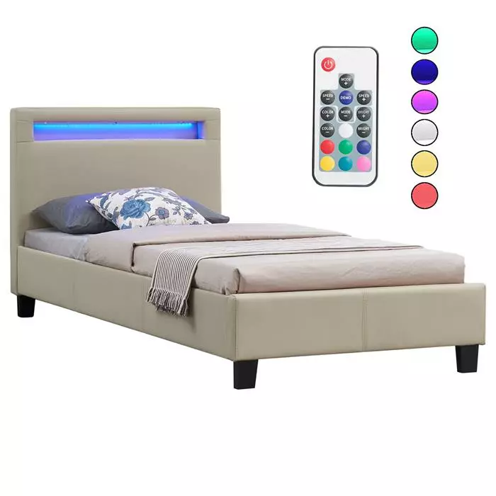 IDIMEX Polsterbett LUCENO 90x200 Cm, LED Beleuchtung, Kunstleder Braun 3 IDIMEX Polsterbett LUCENO 90x200 Cm, LED Beleuchtung, Kunstleder Braun – Bild 3