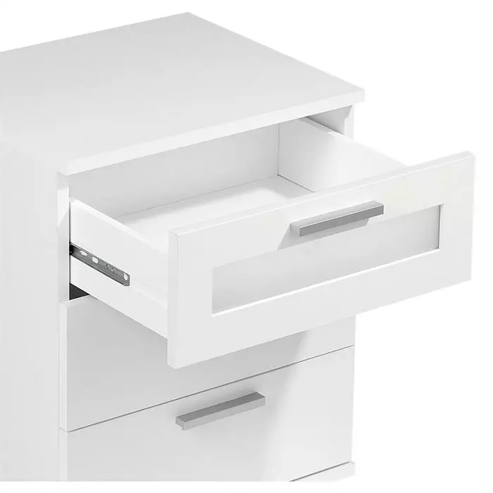 CARO-Möbel Nachttisch MARY Weiß Mit Glaseinsatz 3 CARO-Möbel Nachttisch MARY Weiß Mit Glaseinsatz – Bild 3