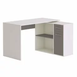 CARO-Möbel Eckschreibtisch LENA In Weiß/grau Mit Regal -Sideboards Verkäufe 93877 2