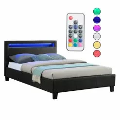 CARO-Möbel Polsterbett MIRASOL 120x200 Cm, LED Beleuchtung, Kunstleder Schwarz -Sideboards Verkäufe 93901 00