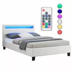 CARO-Möbel Polsterbett MIRASOL 120x200 Cm, LED Beleuchtung, Kunstleder Weiß 9 CARO-Möbel Polsterbett MIRASOL 120x200 Cm, LED Beleuchtung, Kunstleder Weiß -Sideboards Verkäufe 93902 00