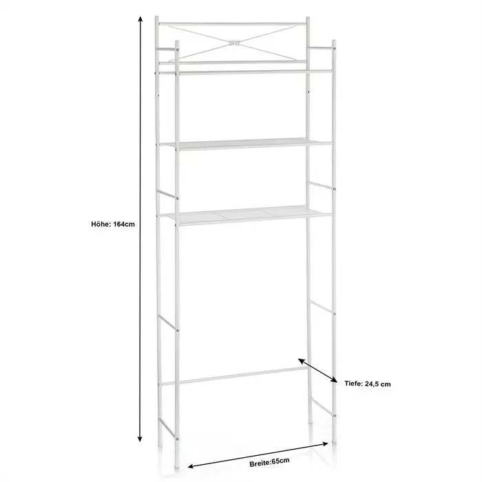 CARO-Möbel Toiletten Waschmaschinen Regal MARSA Mit 3 Ablagen In Weiß 4 CARO-Möbel Toiletten Waschmaschinen Regal MARSA Mit 3 Ablagen In Weiß – Bild 4