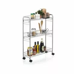 CARO-Möbel Rollwagen ZETA Verchromt Mit 3 Ablagen