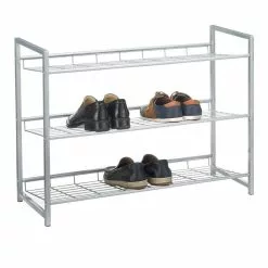 CARO-Möbel Schuhregal SYSTEM Silber Lackiert, 3 Fächer