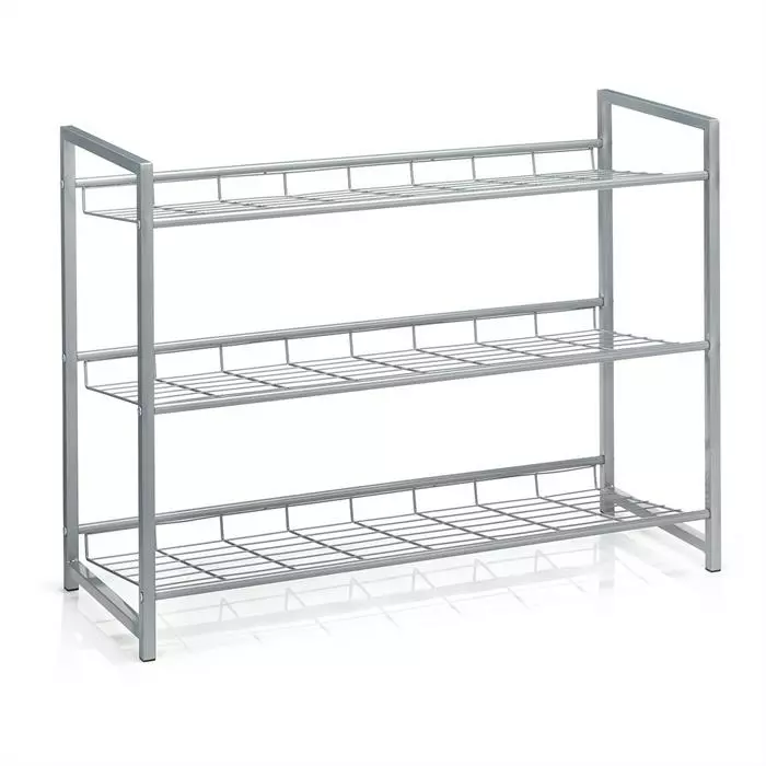 CARO-Möbel Schuhregal SYSTEM Silber Lackiert, 3 Fächer 2 CARO-Möbel Schuhregal SYSTEM Silber Lackiert, 3 Fächer – Bild 2