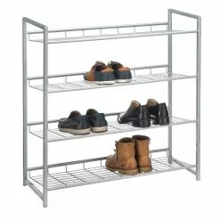 CARO-Möbel Schuhregal SYSTEM Silber Lackiert, 4 Fächer