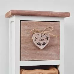 CARO-Möbel Schubladenkommode FLOWER, Paulownia-Holz Weiß/braun, Mit 1 Schublade Und 3 Körben -Sideboards Verkäufe 94001 3