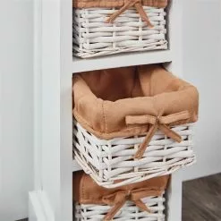 CARO-Möbel Schubladenkommode FLOWER, Paulownia-Holz Weiß/braun, Mit 1 Schublade Und 3 Körben -Sideboards Verkäufe 94001 4