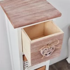 CARO-Möbel Schubladenkommode FLOWER, Paulownia-Holz Weiß/braun, Mit 1 Schublade Und 3 Körben -Sideboards Verkäufe 94001 5