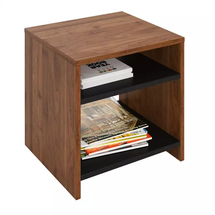 CARO-Möbel Beistelltisch ALMERIA Nussbaum/schwarz Mit 2 Fächern 1 CARO-Möbel Beistelltisch ALMERIA Nussbaum/schwarz Mit 2 Fächern