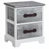 CARO-Möbel Nachttisch SALERNO Weiß/grau, 2 Schubladen